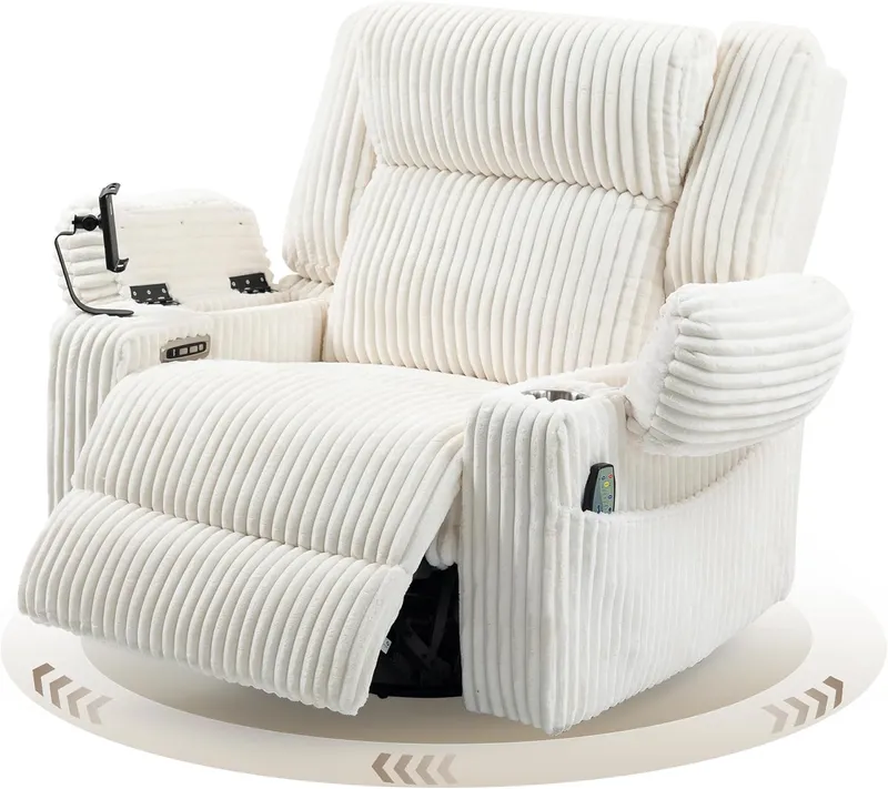 SINCRUMI Power Oversized Swivel Rocker Recliner with Dual Motor Adjustable Headrest for Adults